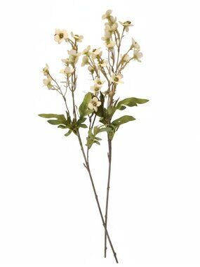 White Artificial Dogwood Stems Cream Wax Flower Bundle Faux Floral Vase Filler W